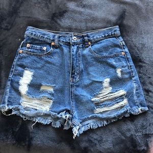 High Waisted Distressed Shorts